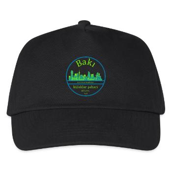 Baku Skyline Circle Design with Neon Green - Kids’ Baseball Cap - black - Front