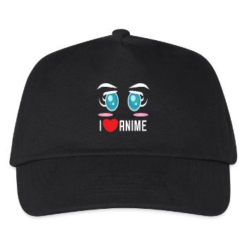 Popkultur Comic zeichentrick Anime Statement Herz - Kinder Basecap - Schwarz - Vorne