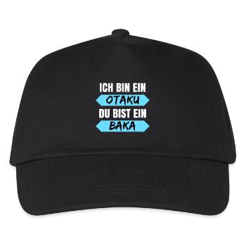 Anime Baka Otaku Kanji Statement Popkultur Manga - Kinder Basecap - Schwarz - Vorne