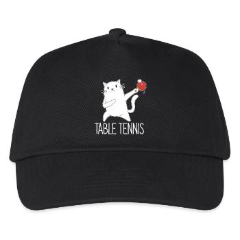Table Tennis Katze Pingpong Outfit Cat Tischtennis - Kinder Basecap - Schwarz - Vorne