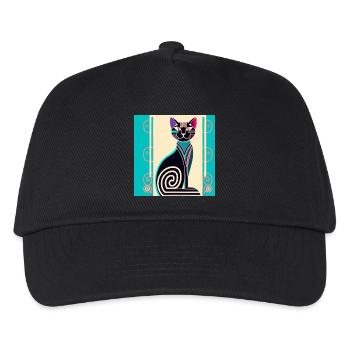 Neon-Spiralkatze Art Déco - Kinder Basecap - Schwarz - Vorne