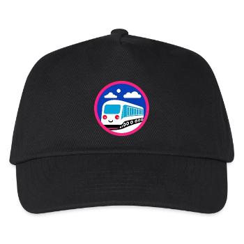 Lokomotive, Zug, Eisenbahn - Kinder Basecap - Schwarz - Vorne