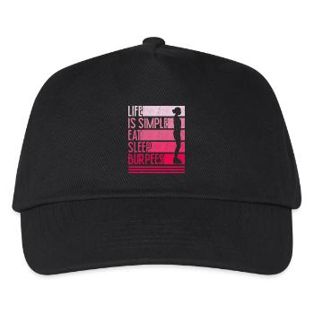 Leben ist einfach Burpees Design - Kinder Basecap - Schwarz - Vorne