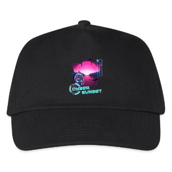 Astronaut Cyber Sunset gradient pink - Futuristic - Kids’ Baseball Cap - black - Front