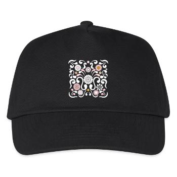 Blumenfest l Weiß, Rosa und Gelb - Kinder Basecap - Schwarz - Vorne