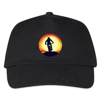 Mountainbike Downhill Sonnenuntergang - Kinder Basecap - Schwarz - Vorne