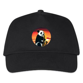 Süßer Panda spielt Saxofon im Sonnenuntergang - Kinder Basecap - Schwarz - Vorne