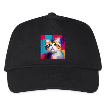Oil Painting Style Domestic Cat Portrait Design - Kids’ Baseball Cap - black - Front