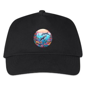 Unterwasser Delfinwelt im Riff - Kinder Basecap - Schwarz - Vorne