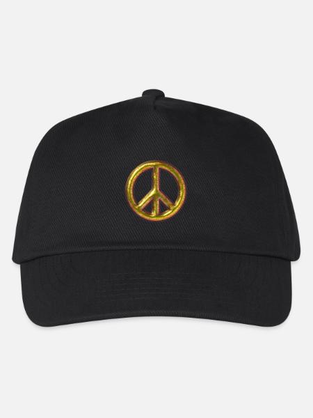 Messing Peace-Zeichen - Kinder Basecap - Schwarz