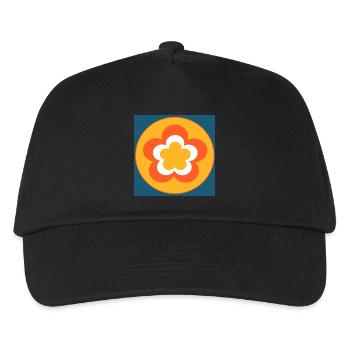 70er Jahre Blume Muster - Kinder Basecap - Schwarz - Vorne
