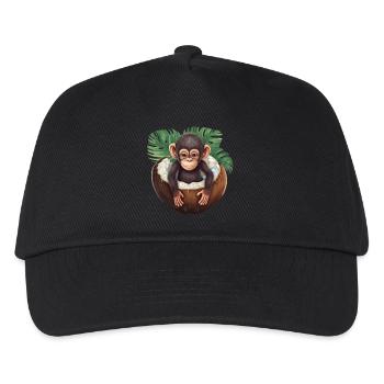 Monkey bathes in coconut - Funny summer design - Kids’ Baseball Cap - black - Front