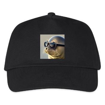 Seehund mit Sonnenbrille - Kinder Basecap - Schwarz - Vorne