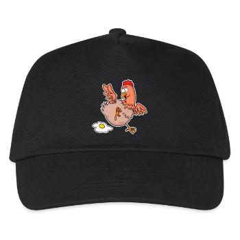 Lustiges Huhn - Landwirt Landwirte Huhn Hühner - Kinder Basecap - Schwarz - Vorne