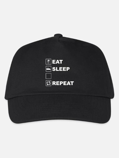 Eat Sleep Repeat Icon Layout - Kids’ Baseball Cap - black