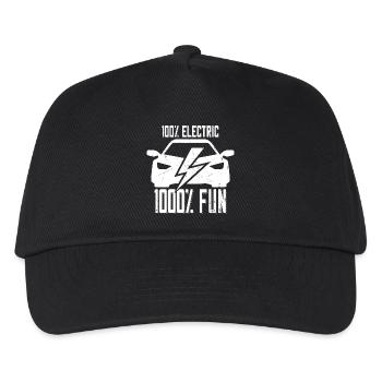 100% Electric 1000% Fun - for electric car fans - Kids’ Baseball Cap - black - Front
