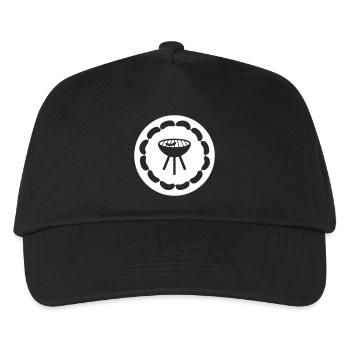 Kreis Button Wurstkette Grillen Camping Fan Hobby - Kinder Basecap - Schwarz - Vorne
