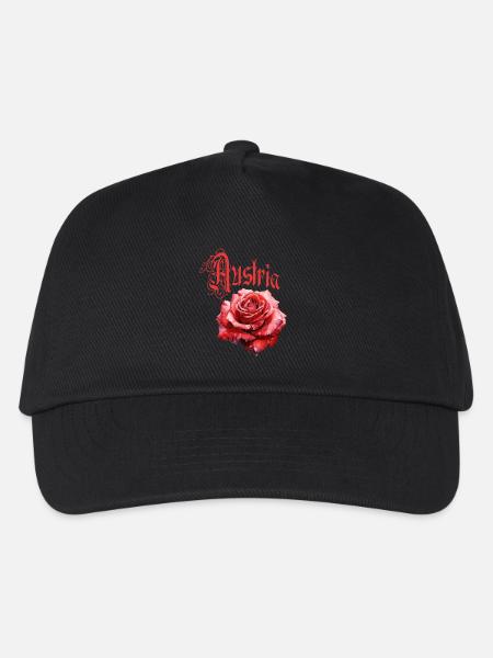 Austria Rose – Rote Blume - Vintage-Schrift - Kinder Basecap - Schwarz