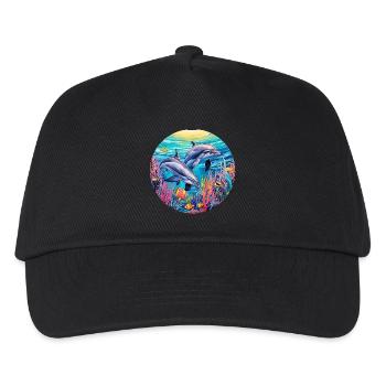 Delphin -lebendige Farben - Chromatische - Kinder Basecap - Schwarz - Vorne