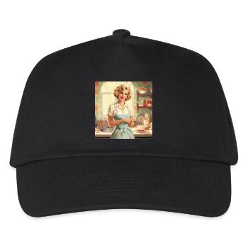 Vintage Hausfrau 50er Jahre - Retro Küche & Backen - Kinder Basecap - Schwarz - Vorne