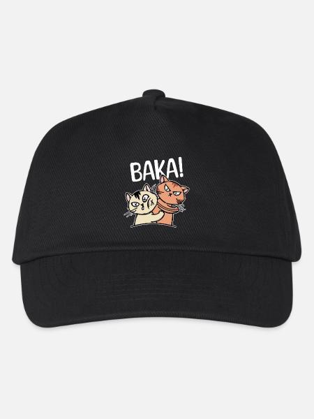 Baka Spruch Zeichentrick Katze Anime Manga Comic - Kinder Basecap - Schwarz