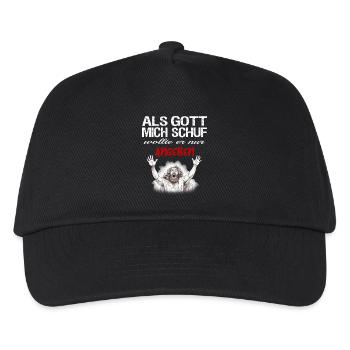Als Gott mich schuf | Ironisches Gottes Design - Kinder Basecap - Schwarz - Vorne