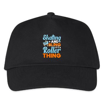 Rollschuh Design - Kinder Basecap - Schwarz - Vorne