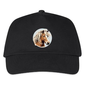 Haflinger Pferd - Kinder Basecap - Schwarz - Vorne