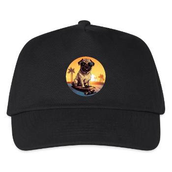Skateboarding Sunset Pug: Cool Evening - Kids’ Baseball Cap - black - Front