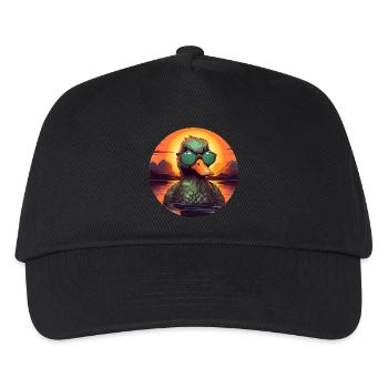 Cool duck in summer: sunglasses, bathing, sunset - Kids’ Baseball Cap - black - Front