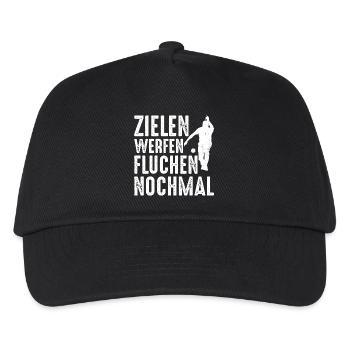 Zielen Werfen Fluchen Nochmal Spruch Bouler - Kinder Basecap - Schwarz - Vorne