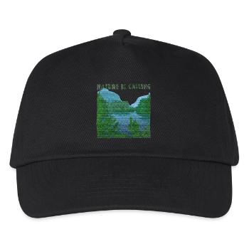 Nature is calling Flusslandschaft SackleinenEffekt - Kinder Basecap - Schwarz - Vorne