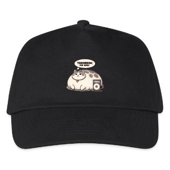 Fitnessmuffel Katze - Kinder Basecap - Schwarz - Vorne