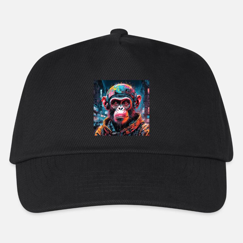 Cyberpunk-Affe - Kinder Basecap - Schwarz