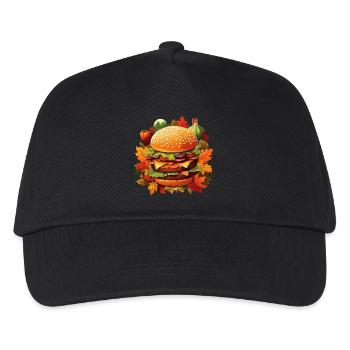 Herbstlicher Genuss: Burger im bunten Laub - Kinder Basecap - Schwarz - Vorne