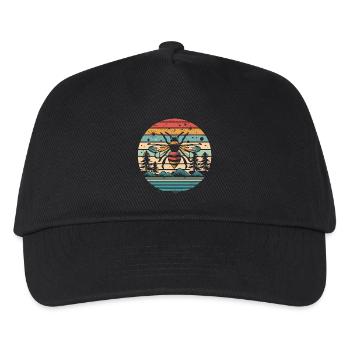 Retro Sunset Biene - Kinder Basecap - Schwarz - Vorne