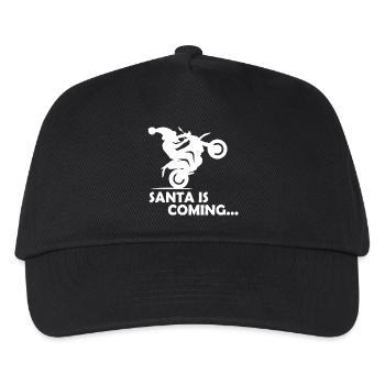 Santa Motorcycle Biker Symbol Wheelie Christmas - Kids’ Baseball Cap - black - Front