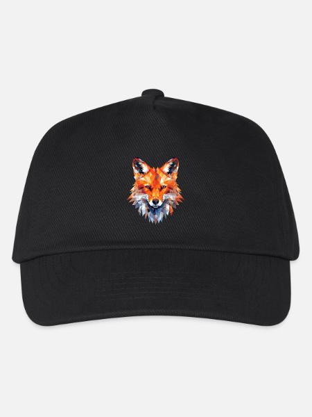 Fuchs Polygon Füchse Wald Polarfuchs Tier - Kinder Basecap - Schwarz
