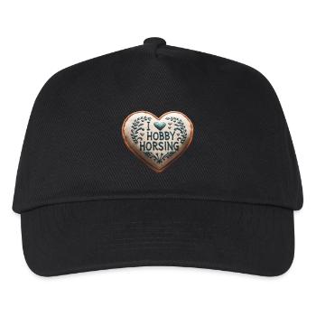 "I Love Hobby Horsing" Herz - Kinder Basecap - Schwarz - Vorne