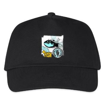 Aquatic Fish Illustration with Activist Badge - Kids’ Baseball Cap - black - Front