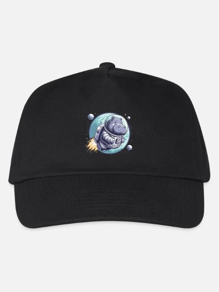 Weltraumastronaut Nilpferd - Kinder Basecap - Schwarz