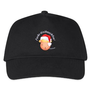 Frohe Weihnachten Weihnachtsschaf Lamm hell - Kinder Basecap - Schwarz - Vorne