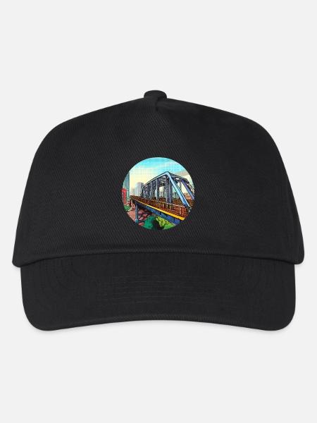 Comic Brücke in Stadt - Kinder Basecap - Schwarz