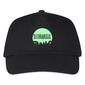 Natur Camping Chillen Wanderer Ferien Statement - Kinder Basecap - Schwarz - Vorne