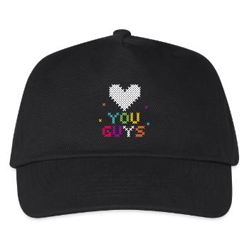 Cross-Stitch Heart Love Typography - Kids’ Baseball Cap - black - Front