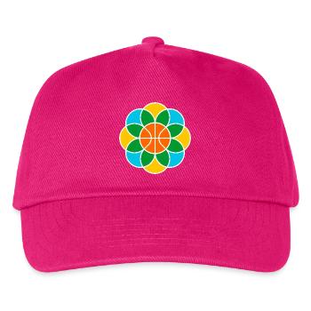 Basketball-Mandala-Blume - Kinder Basecap - Fuchsia - Vorne
