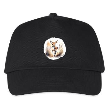 Rehkitz Aquarell - Kinder Basecap - Schwarz - Vorne
