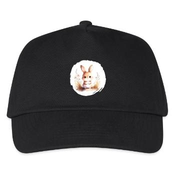 Hase Aquarell - Kinder Basecap - Schwarz - Vorne