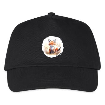 Fuchs Aquarell - Kinder Basecap - Schwarz - Vorne