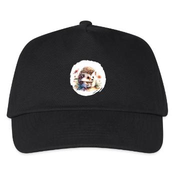 Igel Aquarell - Kinder Basecap - Schwarz - Vorne